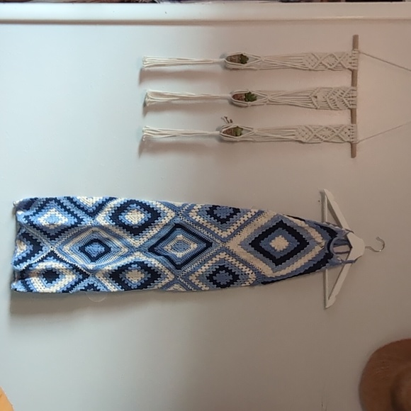 Chasing Unicorns Peacekeeper Crochet Midi Dress Blue NWOT S - Picture 6 of 16